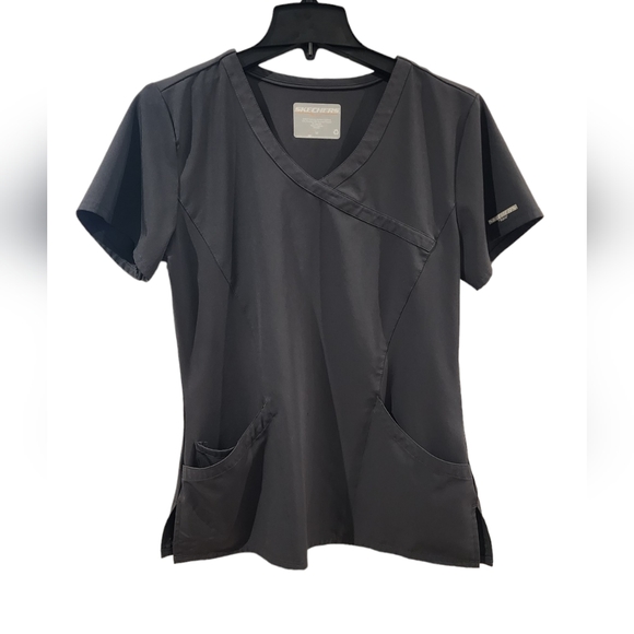 Skechers Barco scrub top | gray / pewter | Woman's M | - Picture 2 of 8